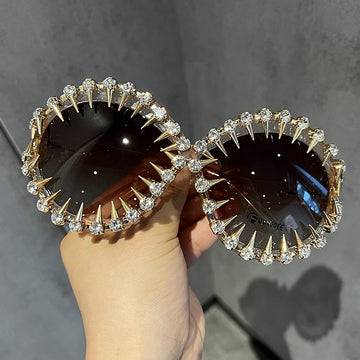 Desirae Oversized Punk Rhinestone Sunglasses